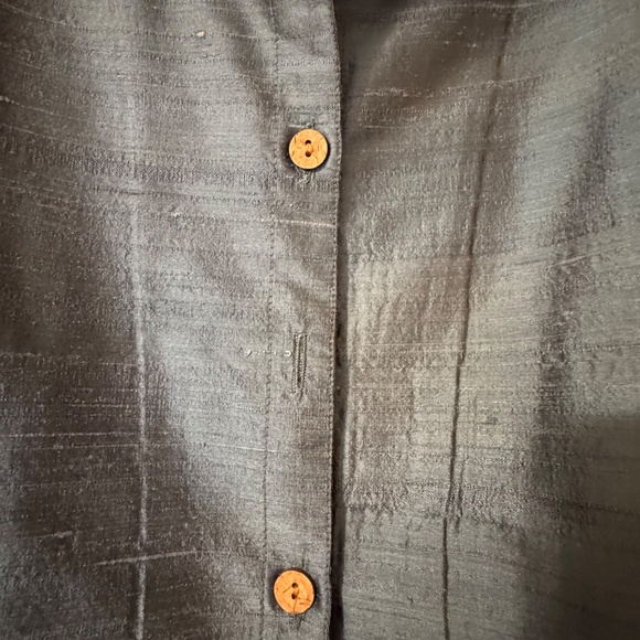 Anii By Natural Vintage - Turquoise Long-Sleeve Button Top - 100% Pure Silk - XL - Picture 3 of 9